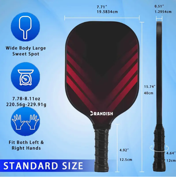 RANDISH Fiberglass Pickleball Paddle - Burgundy, Lightweight & Durable for Outdoor Sports